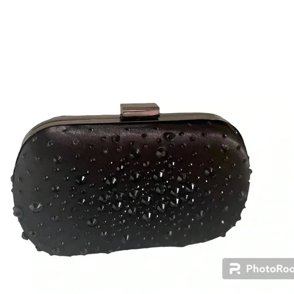 Women Dressy Black‎ Rhinestones Clutch Feminine Chic Event Occasion Mini Bag - Picture 5 of 6
